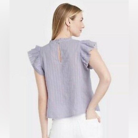 UNIVERSAL THREAD LILAC EMBROIDERED RUFFLE SLEEVE COTTAGECORE SHABBY CH… - Picture 2 of 6